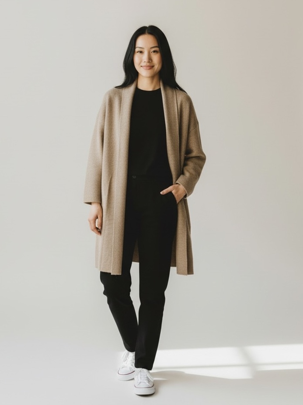 Fall Vibes Cozy & Minimalist Khaki Open Front Cardigan Sweater